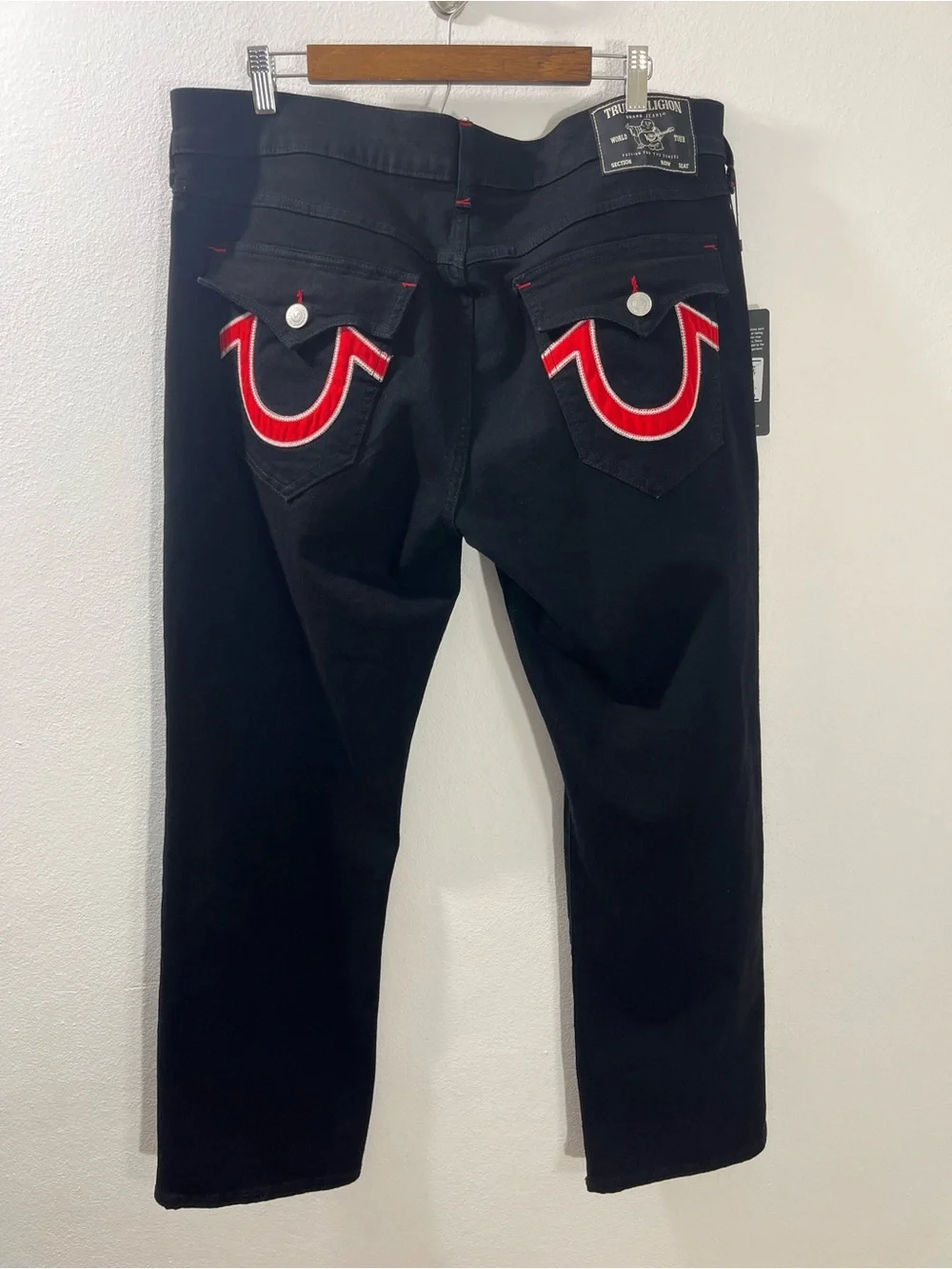 True Religion Ricky Appliqué SN Flap Straight “2SB Black Rinse” 38x30 #701654
